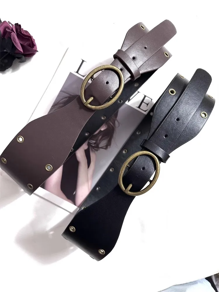 المرأة خمر بو الجلود مشد الإناث Cummerbund معطف حزام الخصر فستان Decration حزام عريض J1598