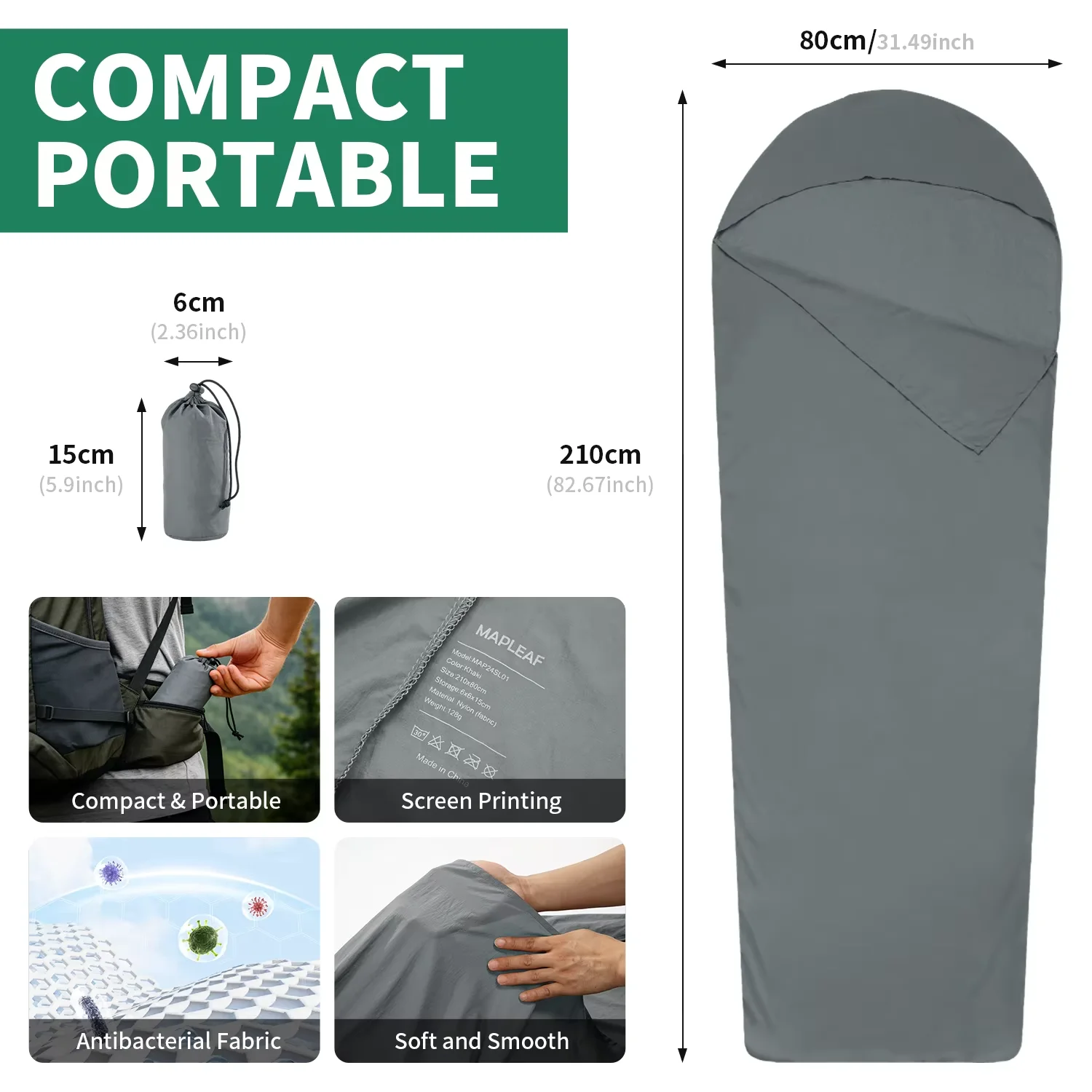 Sleeping Bag Liner Ultralight Portable Mummy Hiking Sleeping Bag Liner Single Travel Hotel Camping Sleeping Bag Liner gallery 4