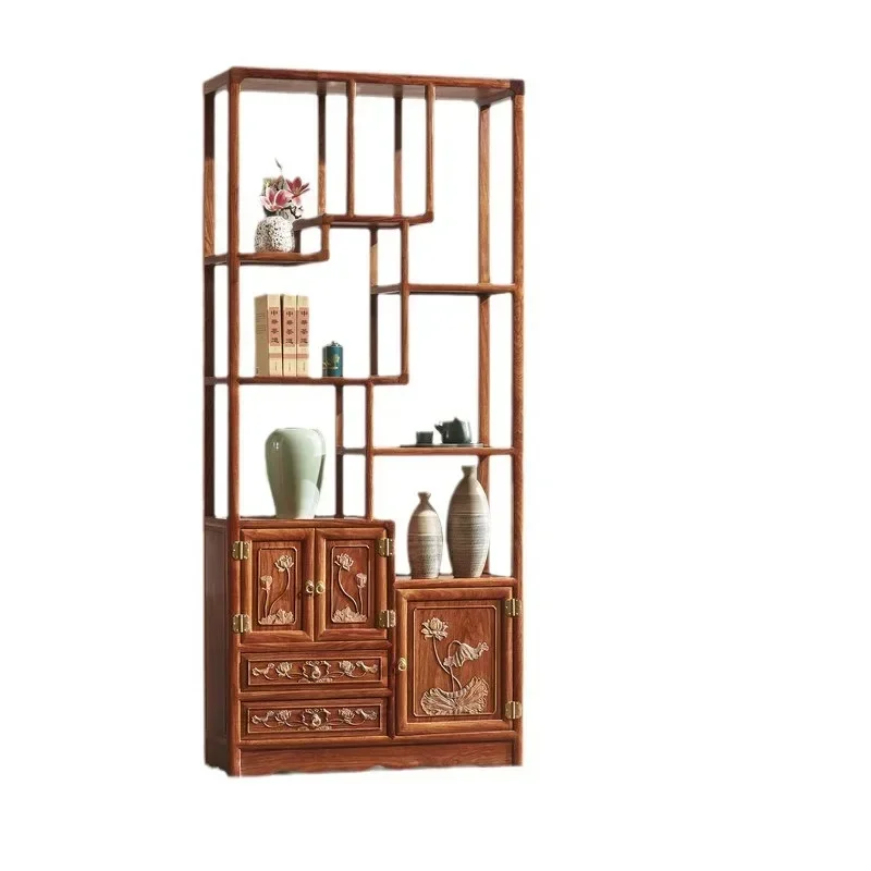 Hedgehog red sandalwood new Chinese Bogu shelf mahogany display shelf multi-layer bookcase bookshelf display shelf Duobao