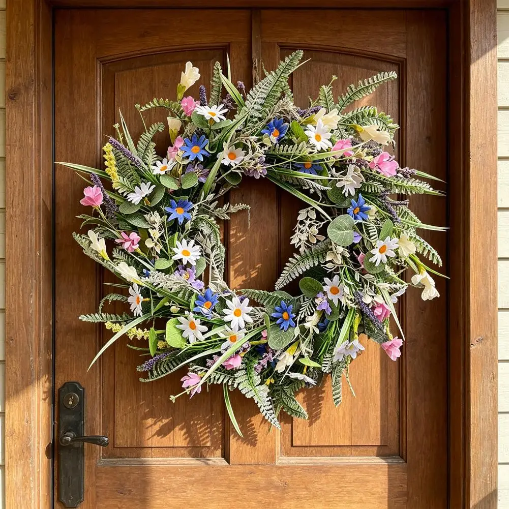 

Spring Flower Wreath with Colorful Flowers Long-lasting for Indoor Outdoor Home Farmhouse Spring Summer Decor