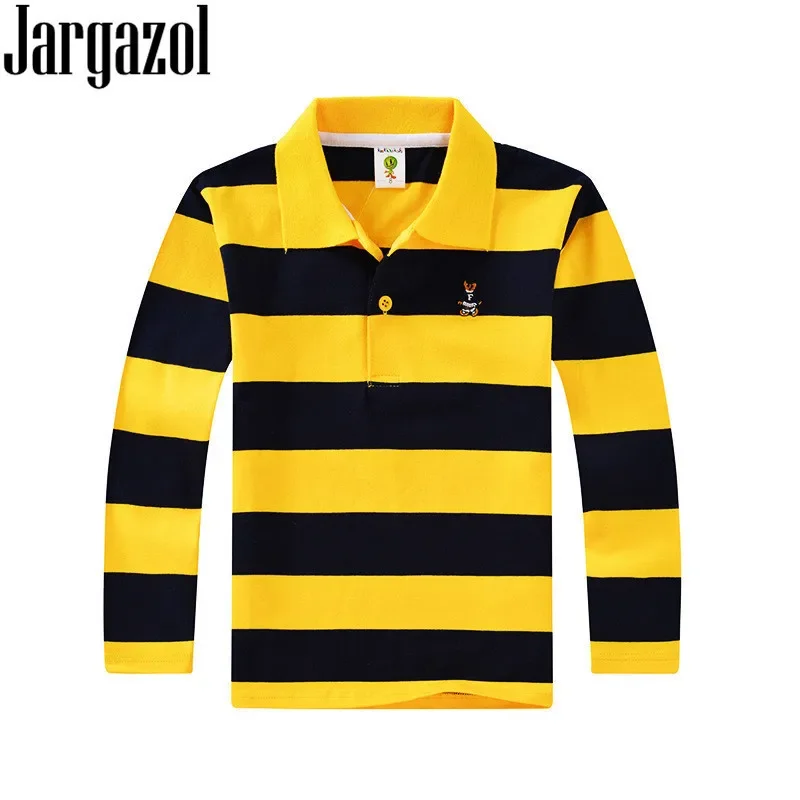 

Polo Shirt Kids Clothes Tops Color Stripes Turn-down Collar Autumn Long Sleeve Polos Baby Boy Camisetas Boys Shirts Teen 3T-15T