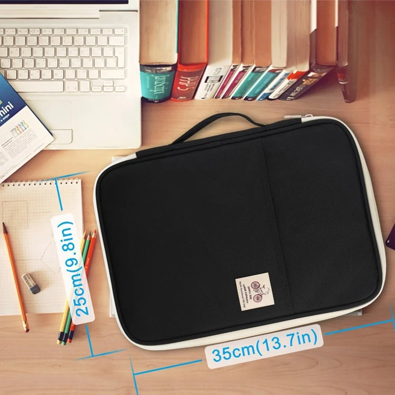 A4 Document Storage Bag Waterproof Oxford Cloth Multifunctional Business Organizer Bag File Folder Stationery Organizer Zipper