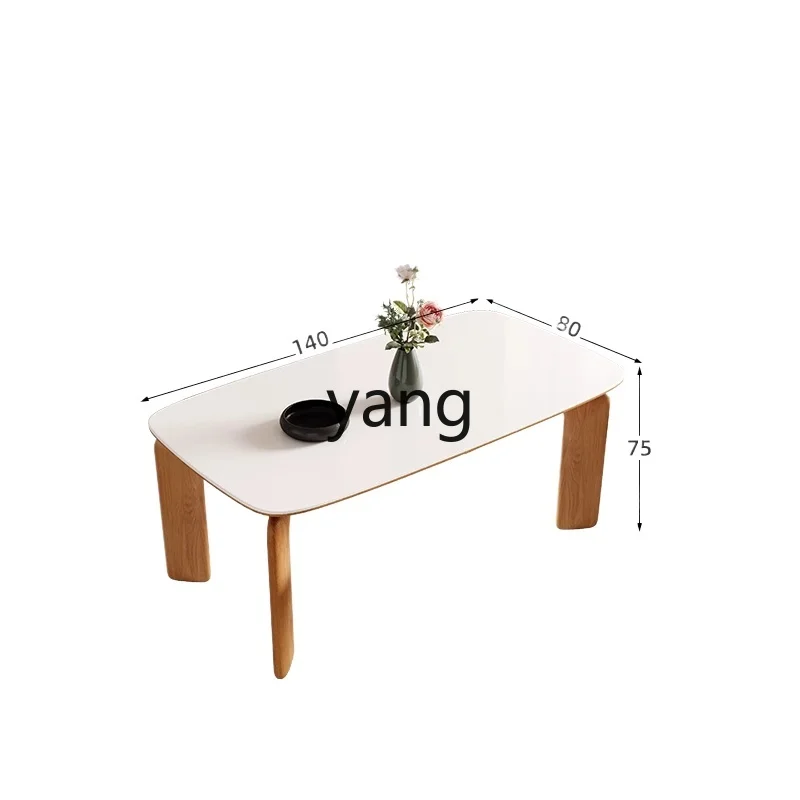 

Yjq Stone Plate Dining Table Combination Household Solid Wood Elephant Leg Dining Table Small Apartment Log Style