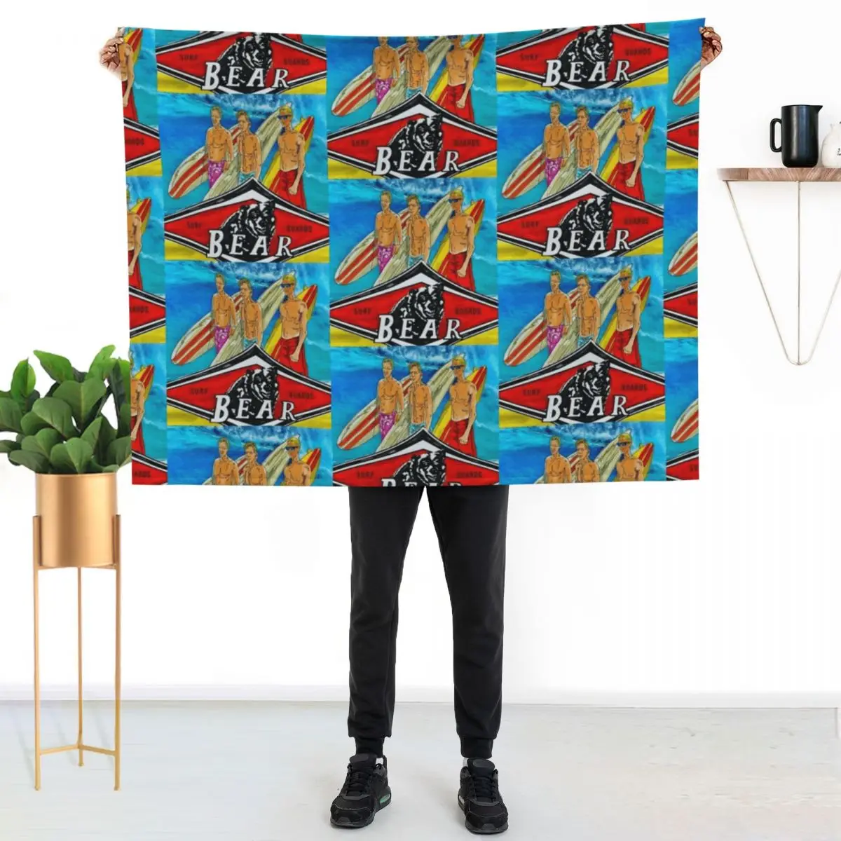 

The Big Wave Wednesday Bear Longboard Surfers. Throw Blanket Warm Comfortable Blanket Gift for Parents Friends