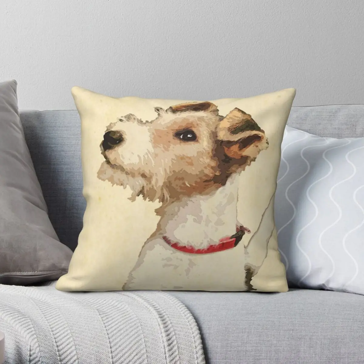 

Fox Terrier Vintage Square Pillowcase Polyester Linen Velvet Printed Zip Decorative Pillow Case Home Cushion Cover