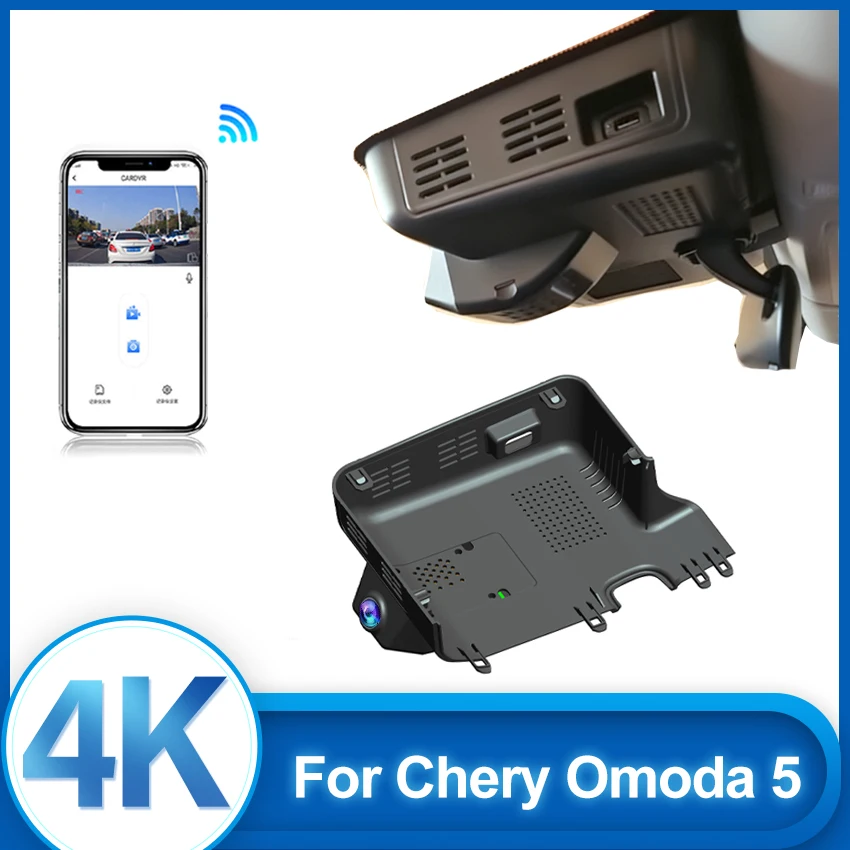 

OEM подходит для установки датчика дождя, 4K Wi-Fi, автомобильный видеорегистратор для Chery Omoda 5 C5 5X Deluxe 2024 2025 Plug and Play, видеорегистратор и управление через приложение