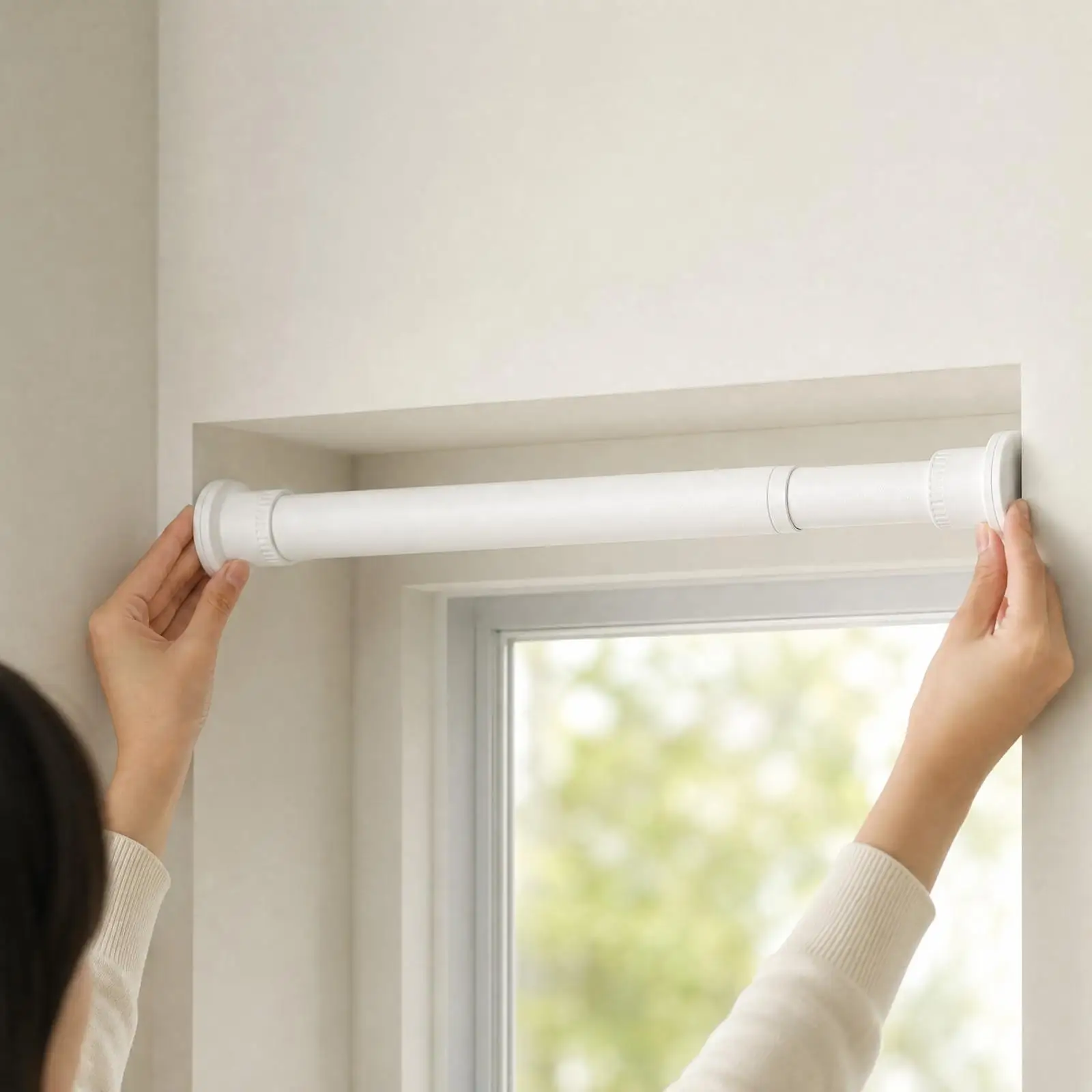 Heavy Duty White Curtain Rod Telescopic 32mm Steel Construction for Bedroom Living Room Window Hanging Hardware