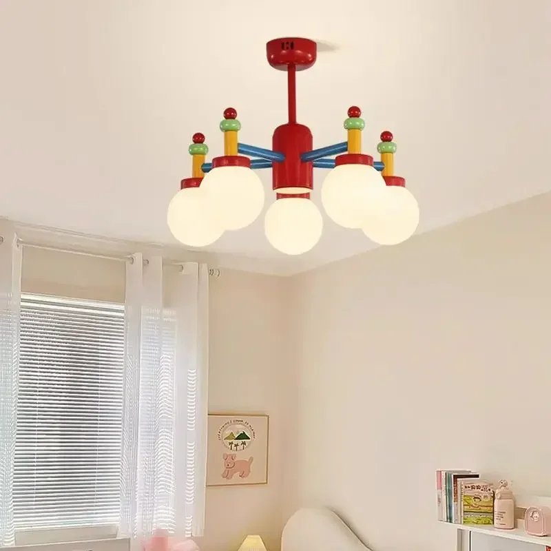 Children's room eye protection pendant light Ancient colored master bedroom chandelier Nordic Study Macaron Lighting Fixtures