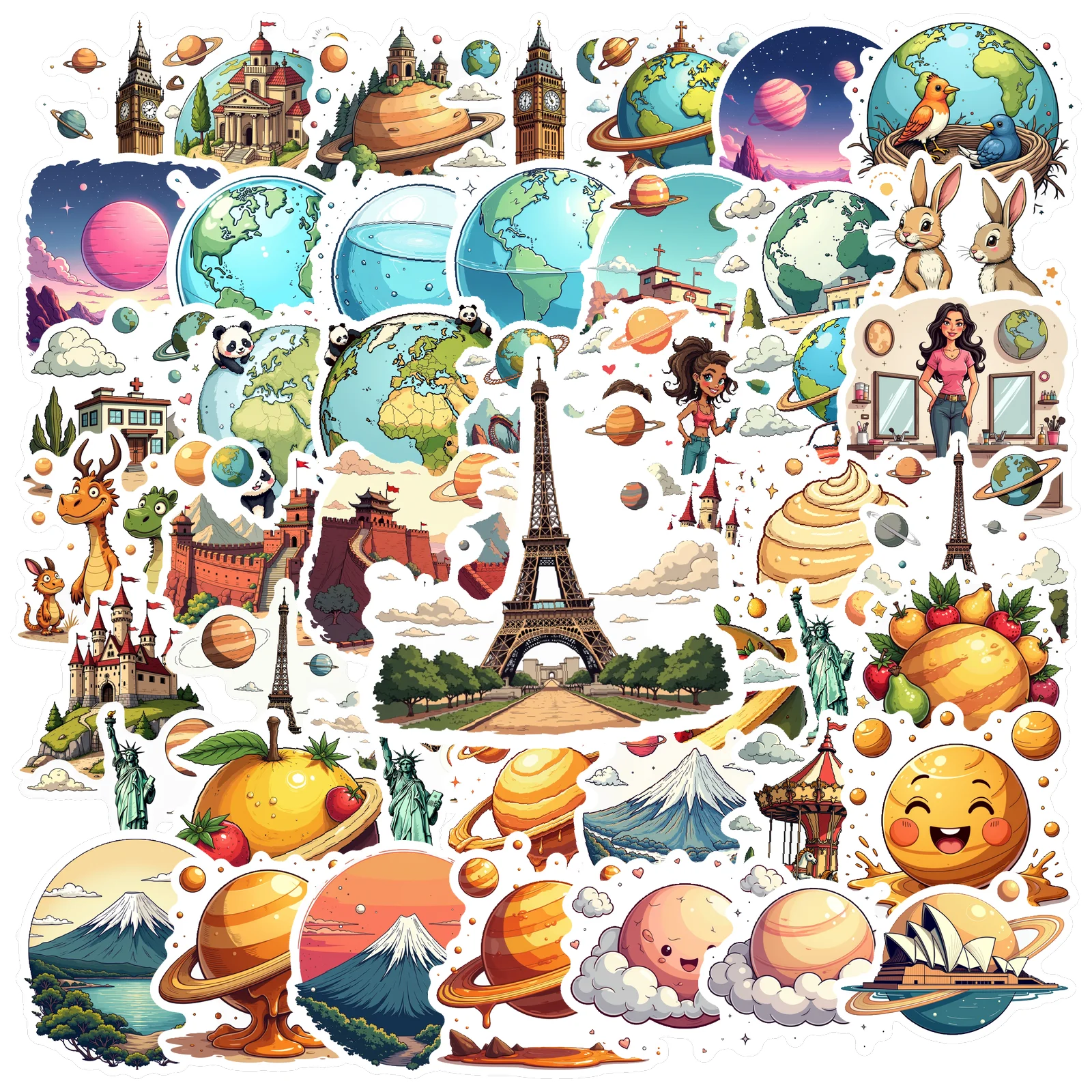 Removable Decals Colorful Set 50pcs Multi-piece Gifts for Home Travel