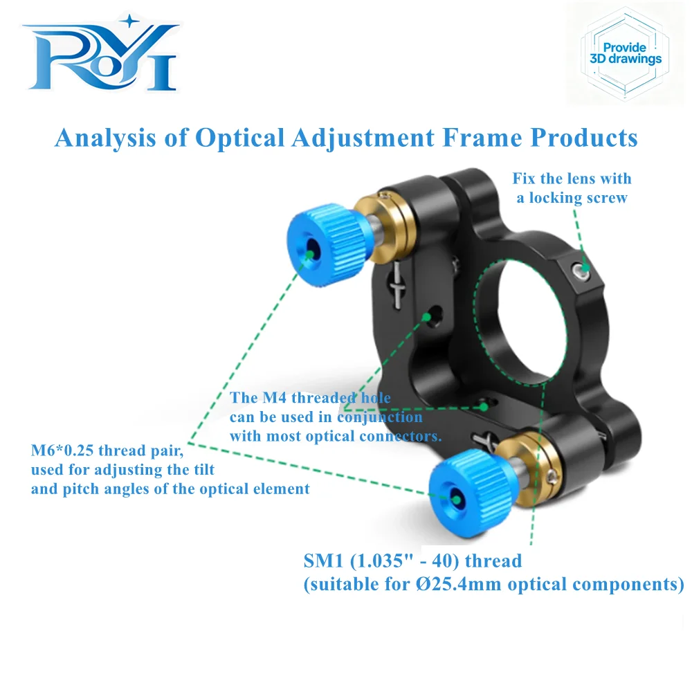 O‑Type 2-axis/3-axis Optical Adjustment Mount Set‑screw / Retaining‑ring Fixation Flexible Spring Mirror Holder for Optical Lens