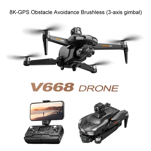 2025 V668 GPS ドローン 5KM 8K プロフェッショナル HD デュアルカメラ 3 軸ジンバル ブラシレスレーザー障害物回避 FPV Dron RC クアッドコプター