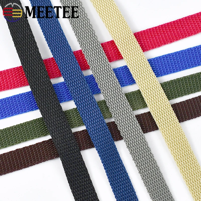 Meetee 1roll=45M 10mm Polypropylene PP Webbing Ribbon Bag Belt Strap for Garment Sewing Tapes Accessories DIY Craft