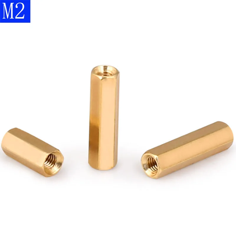 M2 2mm  Brass Threaded Hex Double Pass Spacer Copper Column Support Nut For PCB Board