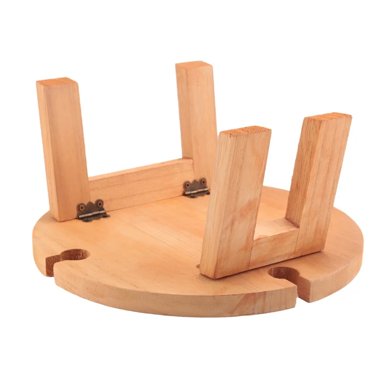 

COSW-4X Wooden Folding Picnic Table With Wine Glass Holder Creative 2 In 1 Wine Glass Rack & Compartmental Dish Small