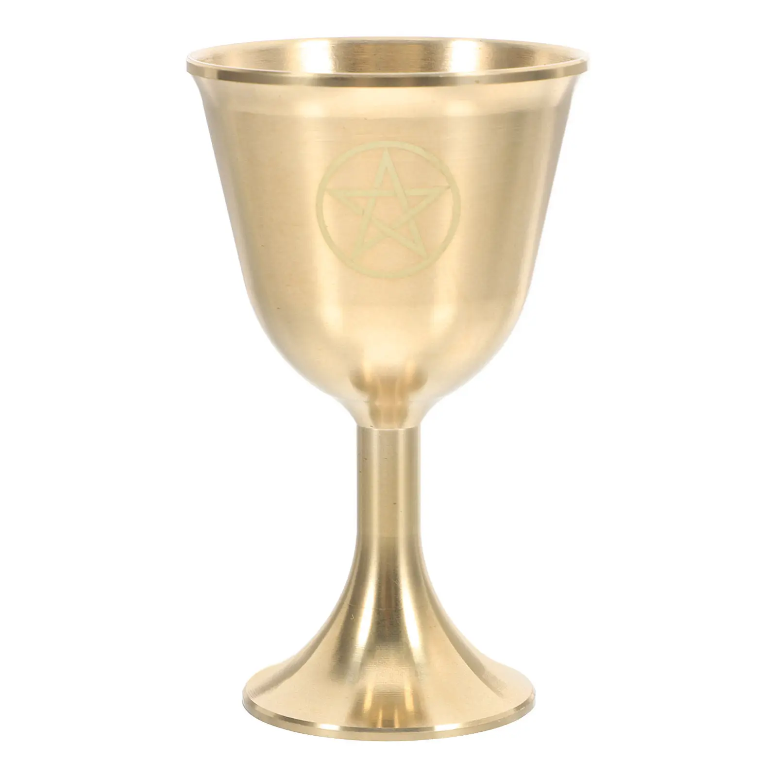 Large Pentagram Brass Goblet Vintage Golden Altar Wine Cup for Tarot Astrology Ritual Mystic Pagan Ceremony Wine Cup Goblet