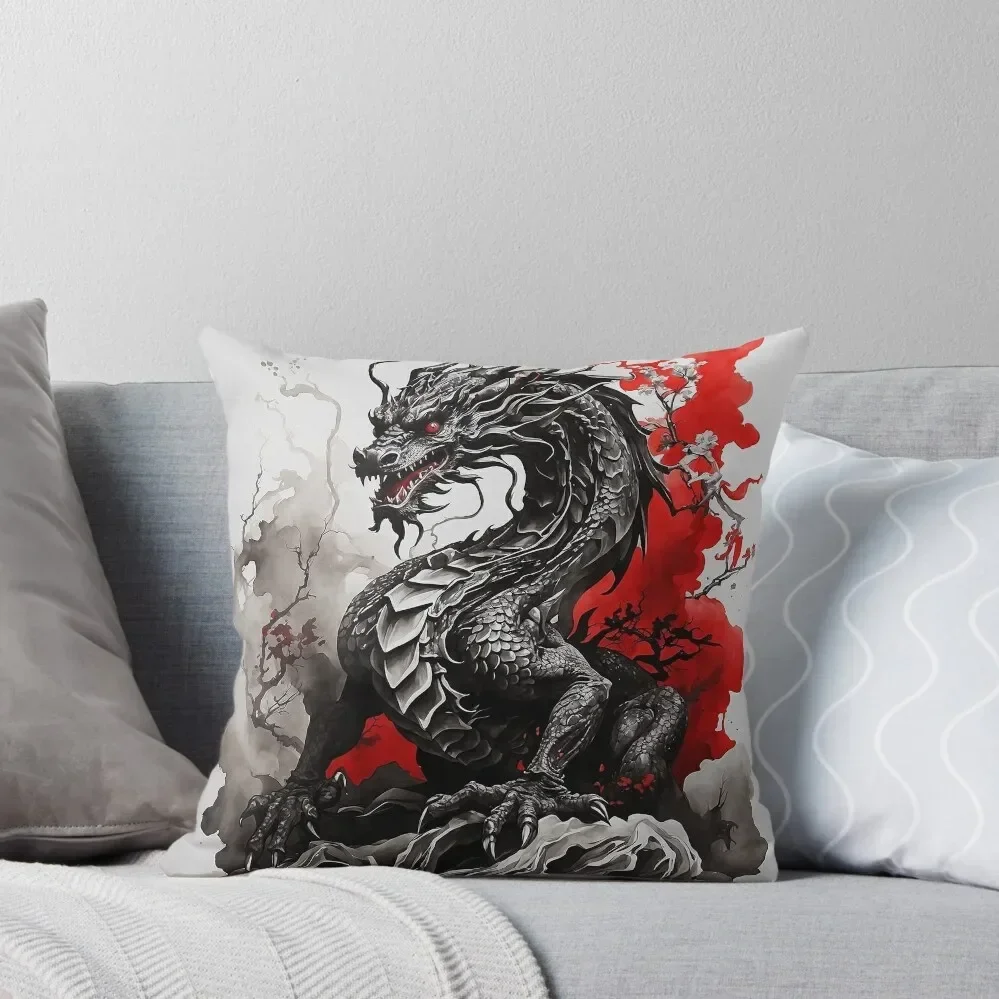 

Dragon with a Red Accent B Throw Throw Pillow autumn decoration Decorative pillow case Couch Cushions pillow