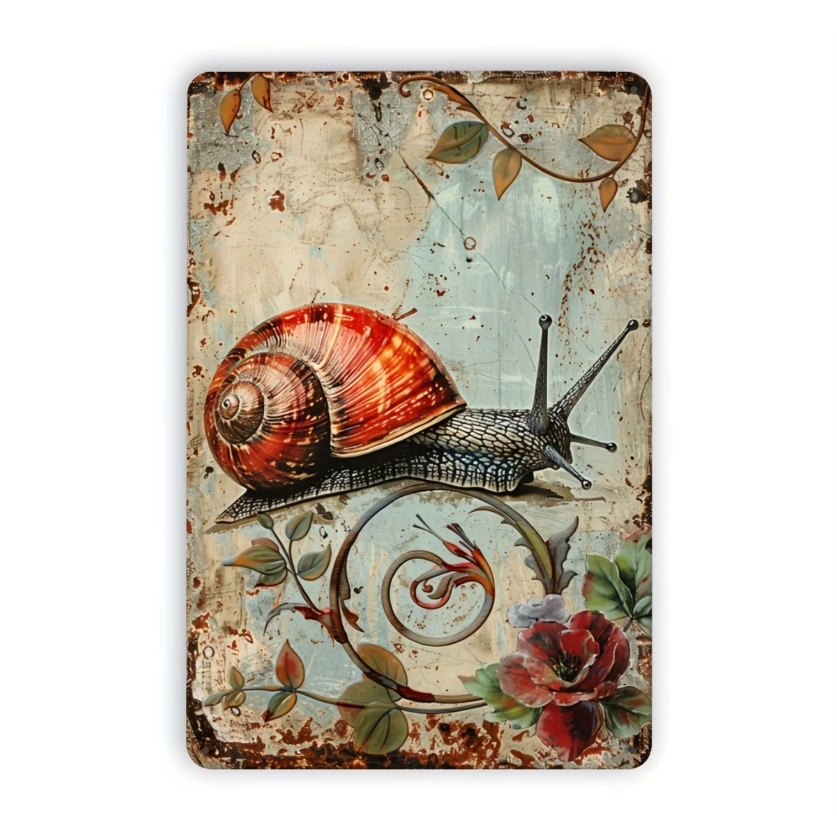 1pc Rustic Snail Iron Metal Tin Sign 8x12 inches, Vintage Artistic Decor for Home, Bedroom, Restaurant, Bar, Cafe, School, Libra