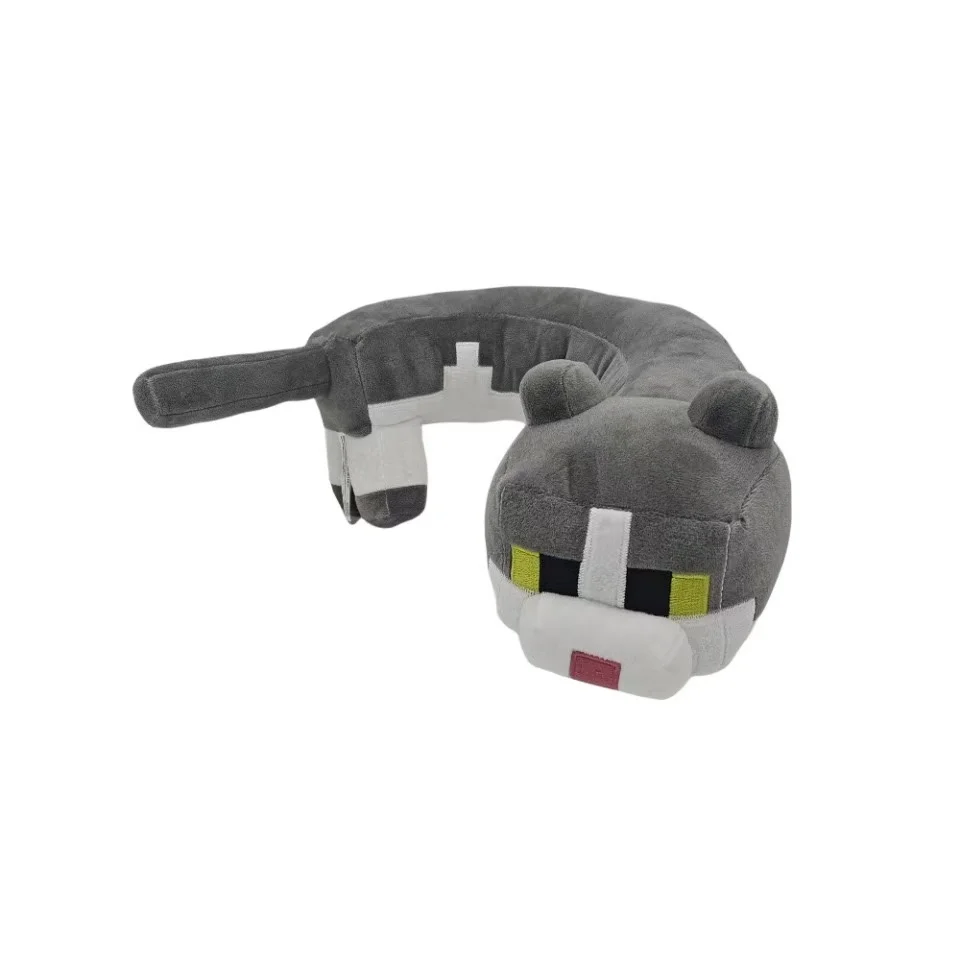 Boneca de gato de pelúcia em forma de U cinza para presente infantil