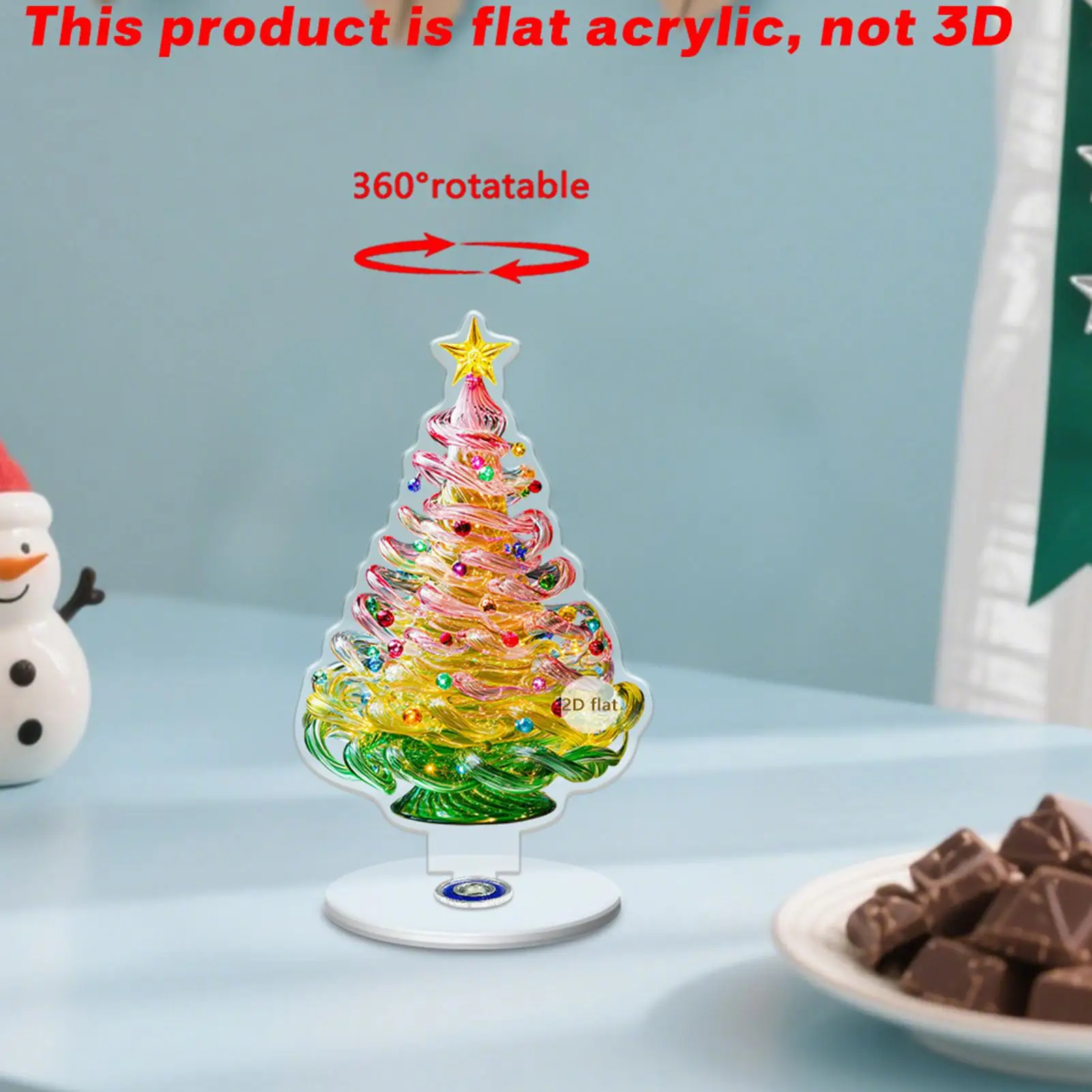 Christmas Tree Figurine 3 Pieces 2D Acrylic Winter Holiday Decoration Christmas Tree Desk Ornament For Party Tabletop Mantel
