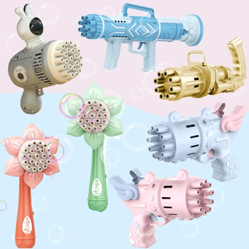 Internetberoemd Gatling Bubble Gun, automatische bellenblaasstok, elektrische bellenblaasmachine voor kinderen, speelgoed voor straatmarkten