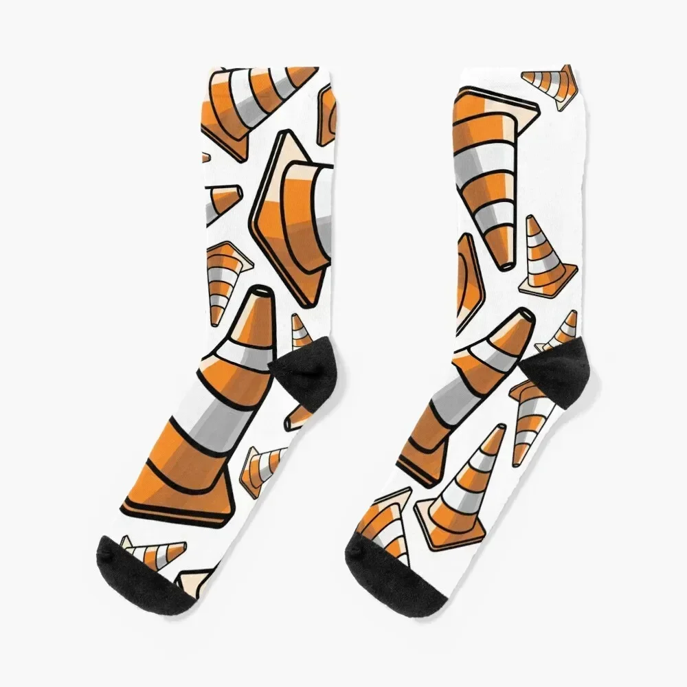 

Traffic Cone - Orange and White Socks hockey soccer anti-slip Girl'S Socks Men's