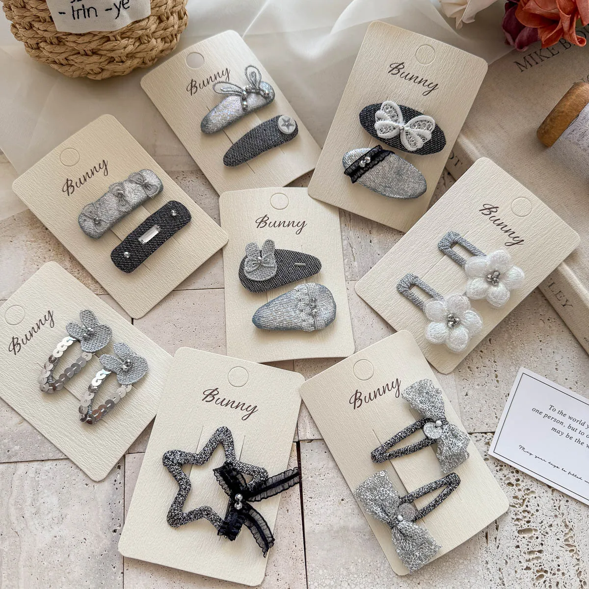 New Black Silver Children's Hairpin Girls Bangs Side Clip Hairpin Hair Clip Barrettes Headwear Kids Hair Accessories Headdress