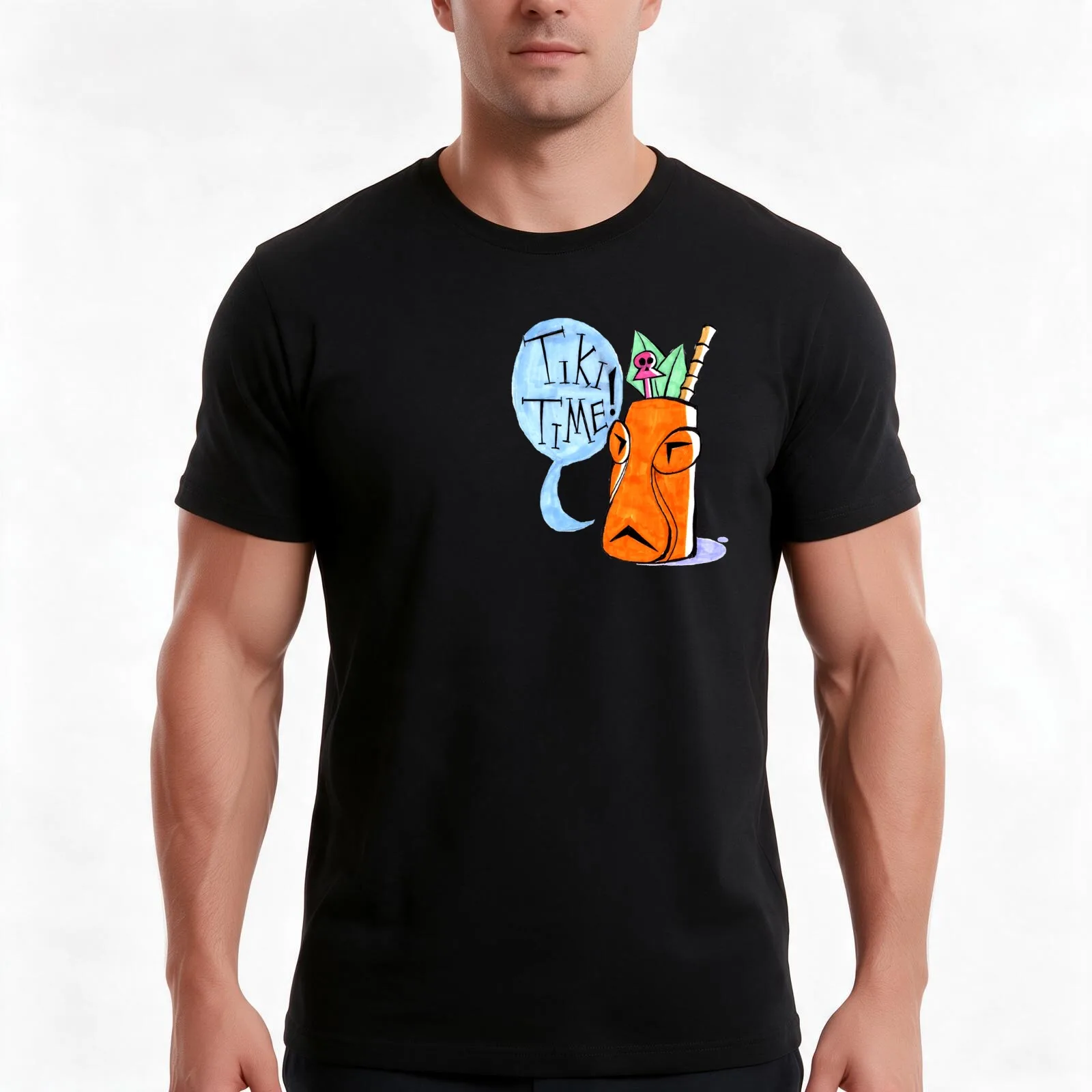 Tiki Time Tiki Drink in a Tiki Mug T-Shirt Summer Casual Cotton Tee Oversized Streetwear Tops Vintage Graphic Print
