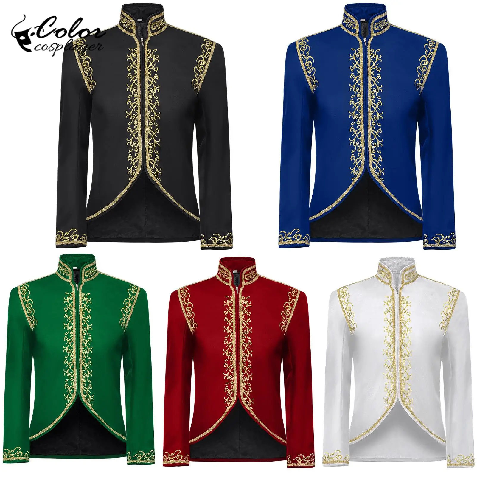 

Куртка принца на Хэллоуин, средневековый костюм для косплея, верхняя одежда с воротником-стойкой вампира, мужской карнавальный наряд, винтажная европейская одежда