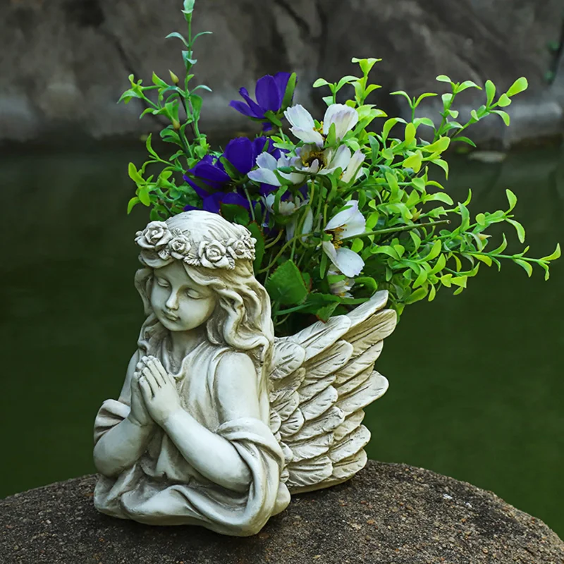 

Three-dimensional Outdoor Garden Angel Pot Garden Decoration Resin Artifact Flower Jar Statue Creative Fairy 3D Home Decoration