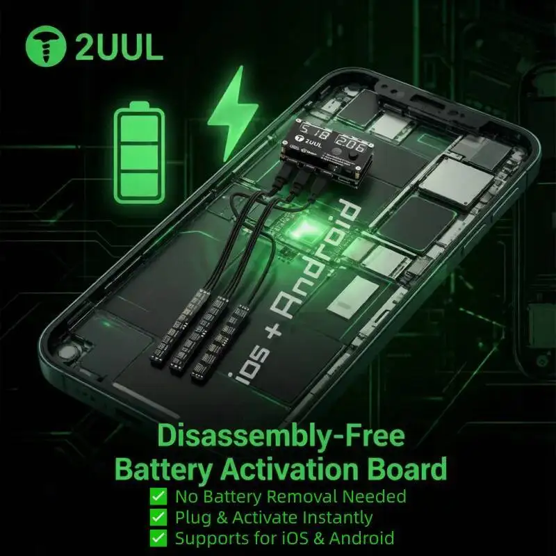 2UUL Disassembly Free Battery Activation Board for iPhone 8-17 Samsung Huawei Android Phone Battery Test No Removal Repair Tool