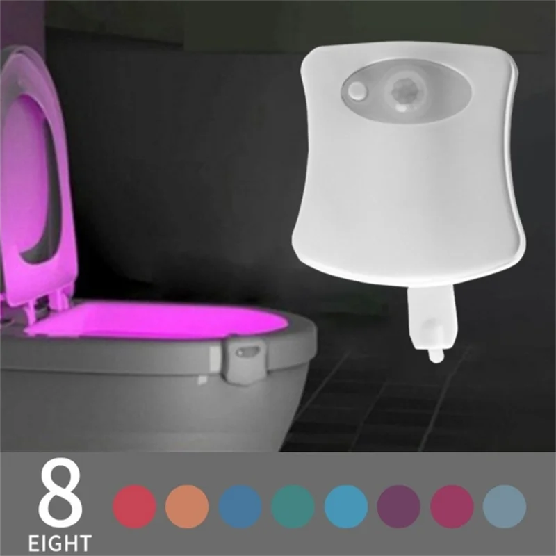 

Светильник для унитаза, 8 цветов, 16 цветов, датчик человека, подвесной туалет, креативный светодиодный ночник, цветное ночное освещение