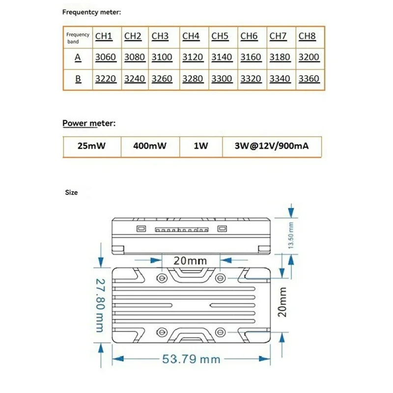 

LBER F33-F 3.3G 3W VTX 8-канальный видеопередатчик FPV для гоночного дрона дальнего действия RC FPV
