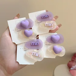 Min Purple Acetate Hairpin Korean Love Letter Bangs Clip Forehead Hairpin Children's Duckbill Clip - Cute Heart Shaped