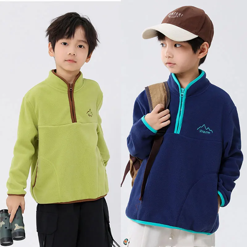 Kinder-Sweatshirts 2026 Herbst Winter Pullover für Jungen Fleece Mädchen Pullover Warmer Reißverschluss Kinder-Oberteile Teenager Sportbekleidung