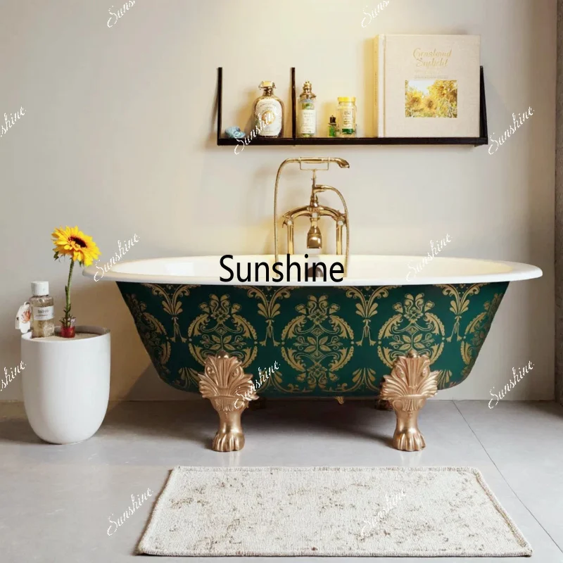 Color Cast iron enamel concubine European style independent large bathtub with feet