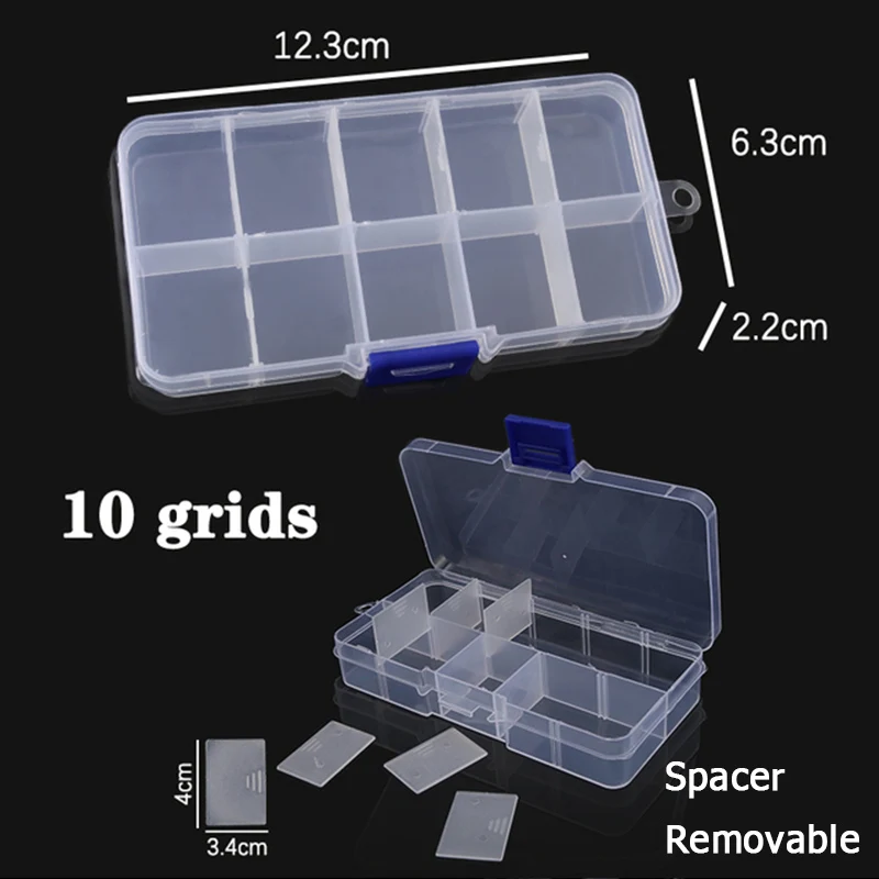 1/2/3PCS 10 Grids Plastic Storage Box Organizer Jewelry Earrings Rings Container Box Spacer Removable Multifunction Clear Case