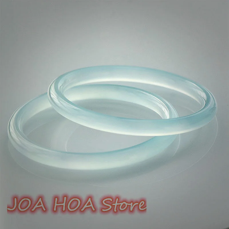 

New High Quality Jewelry Lake Light Blue Chalcedony Bracelet Women Sky Glacier Sunny Frozen Thin Round Beauty Jade Agate Bangle