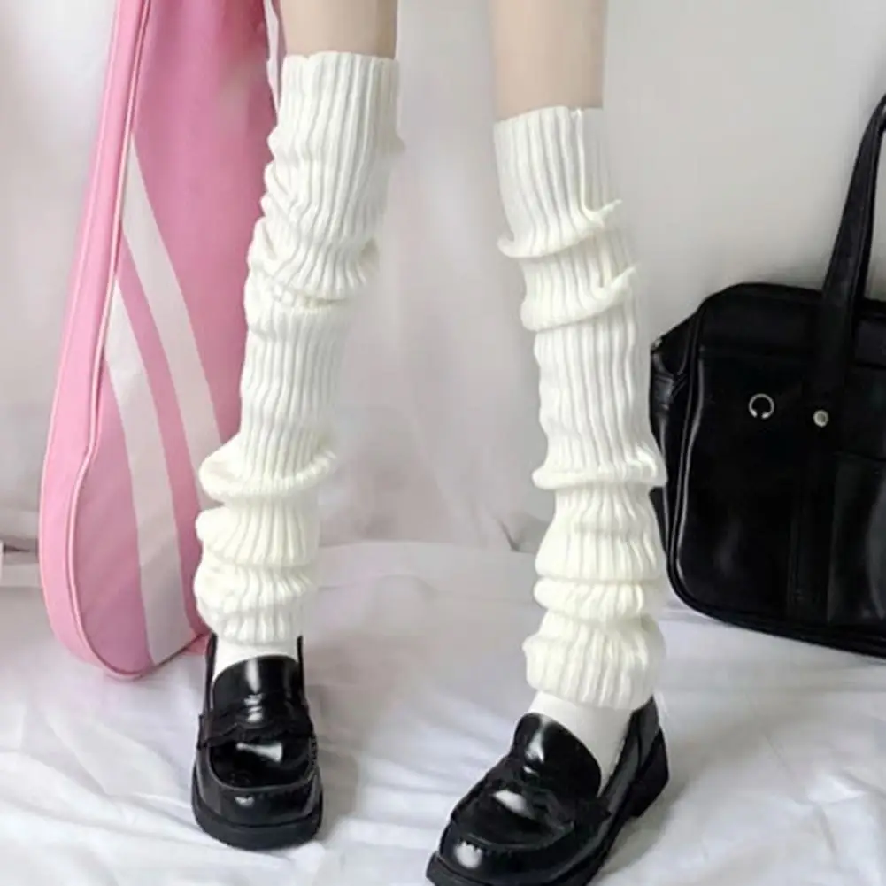 

Women Leg Warmers Goth Lolita Over Knee Knitted Autumn Winter Long Tube Japanese Aesthetic Lolita Sweet Girl Long Socks