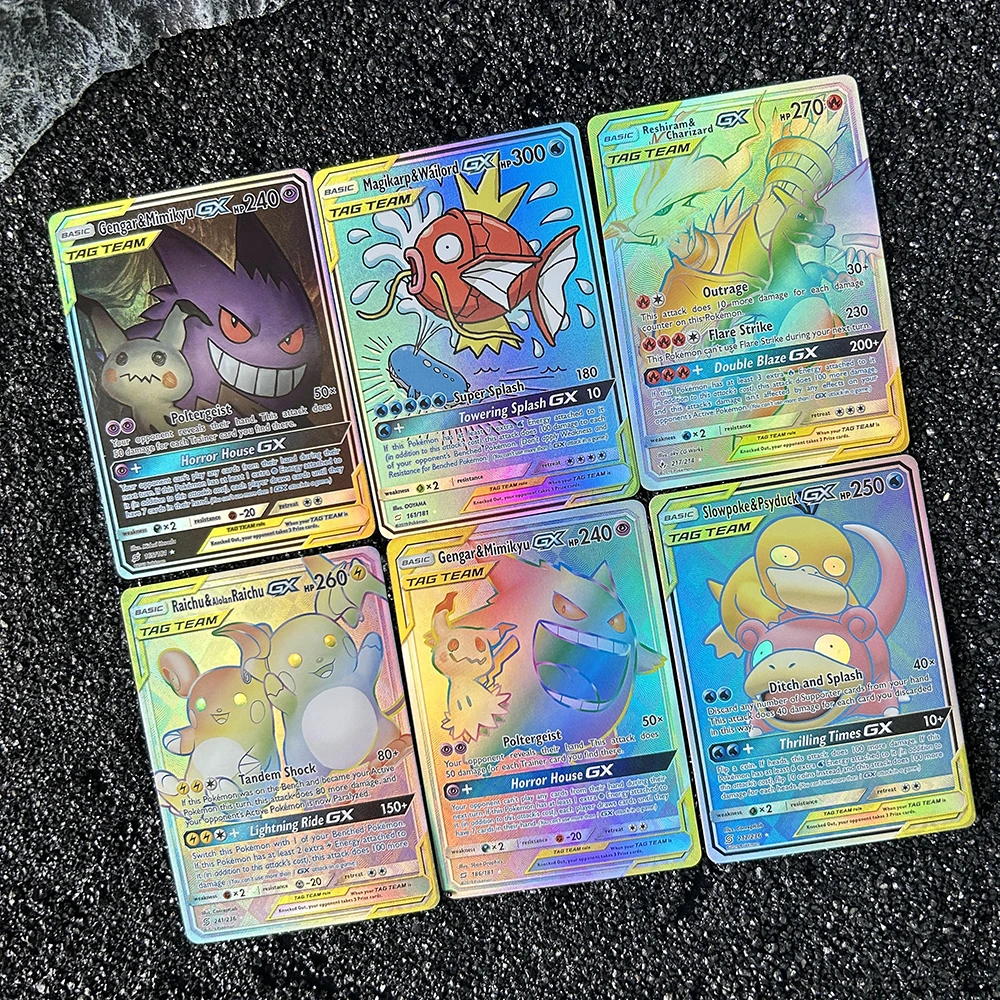 1 قطعة/6 قطعة لتقوم بها بنفسك الوكيل PTCG الإنجليزية Charizard Gengar بطاقات احباط واحدة Magikarp Pichu Psyduck بطاقات جمع الألعاب الكلاسيكية #4