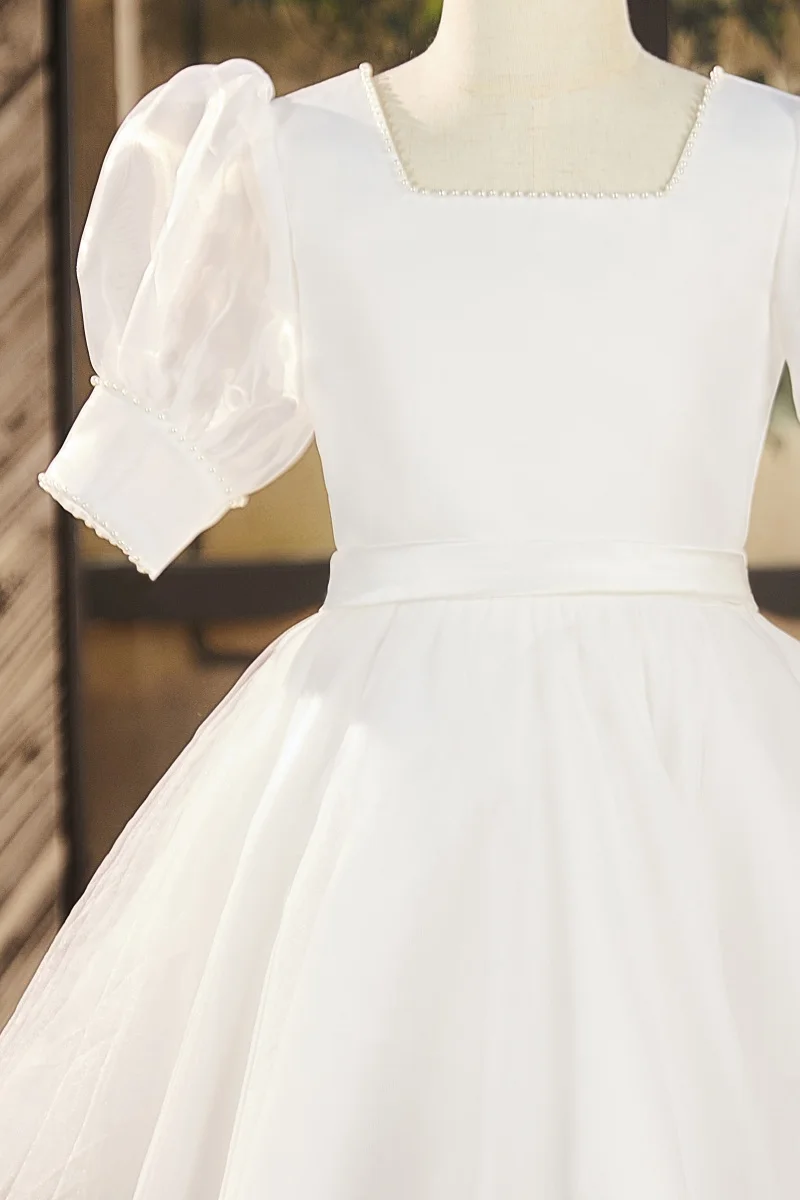 Robe de princesse pour enfants, robe de mariée chic, à fleurs, pour petite fille, hôte d'anniversaire, Costume de spectacle de Piano