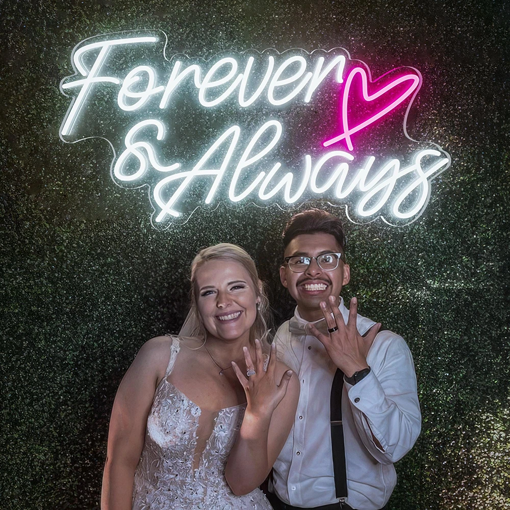 Forever & Always Custom Neon Sign หมั้นงานแต่งงานฉากหลัง Wall Decor LED Neon Sign ครบรอบ Neon Home Room Decor