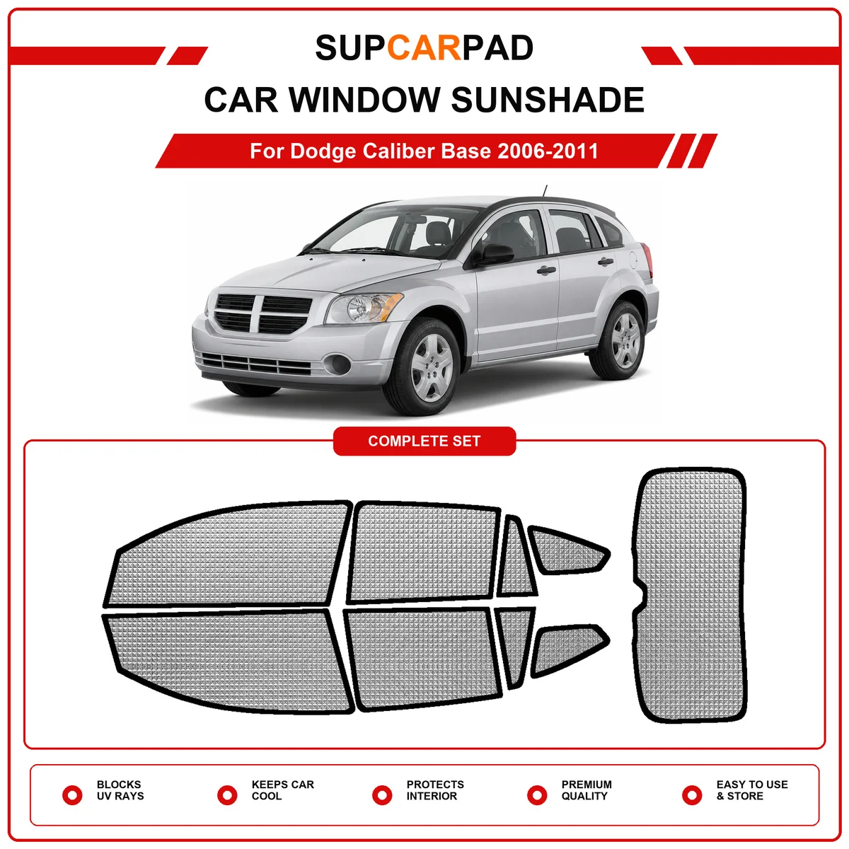 For Dodge Caliber Base 2006-2011 Pre‑Cut Auto Window Sunshade Anti‑UV Car Sun Visor Protector