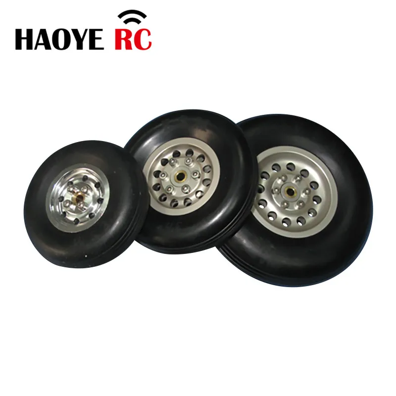 Haoye 1 Pc Aluminum Hub Rubber Wheel Landing Gear Wheels Tires Tyre For RC Airplane Replacement Accessory