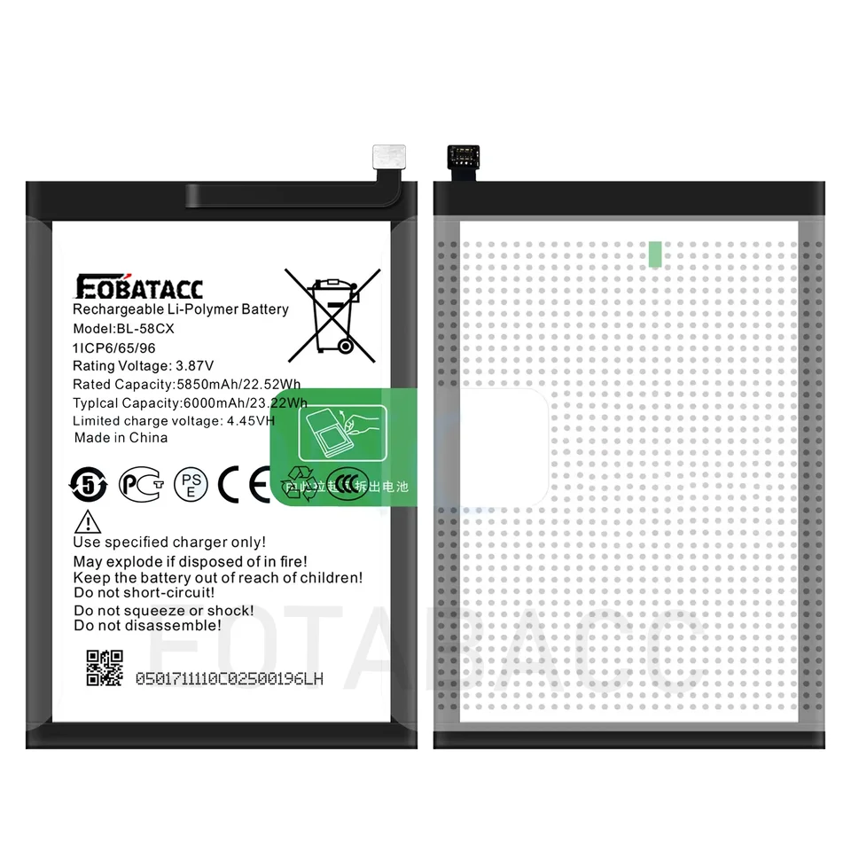 Nueva batería BL-58CX 3.87V 6000mAh para Infinix X659 Hot 10i X659B, batería de repuesto para teléfono móvil 2
