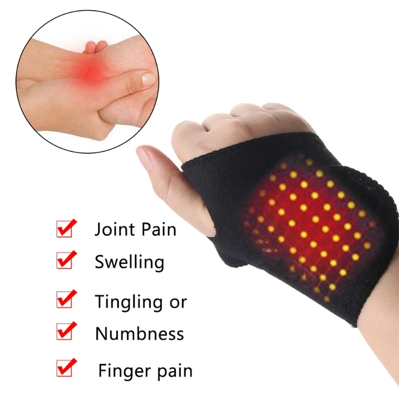 Self-Heating Wrist Band Magnetic Therapy Support Brace Wrap Heated Hand Warmer Compression Pain Relief Wristband Sanitizer Belt