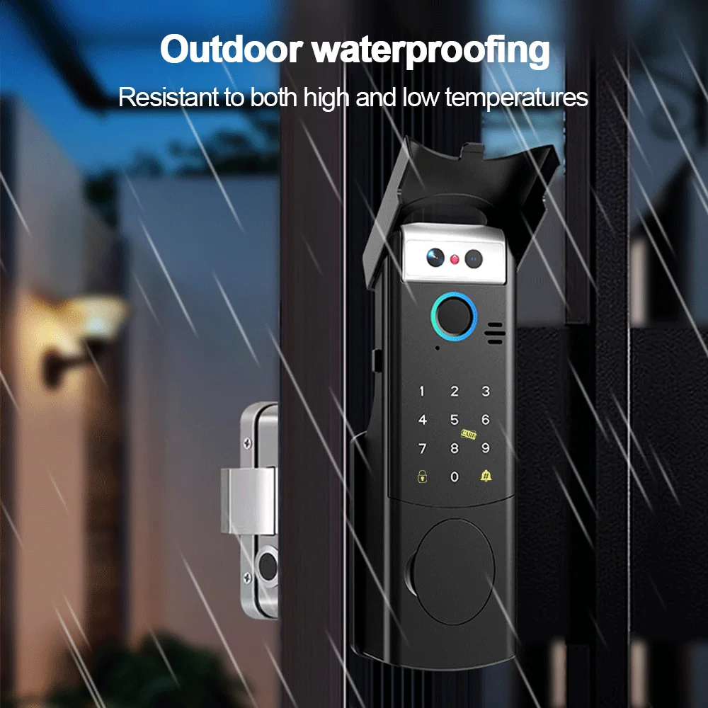 

V8 Waterproof Tuya WiFi Face Recognition Lock Digital Dual-Fingerprint Lock With APP Remote Video Intercom For Gate Door
