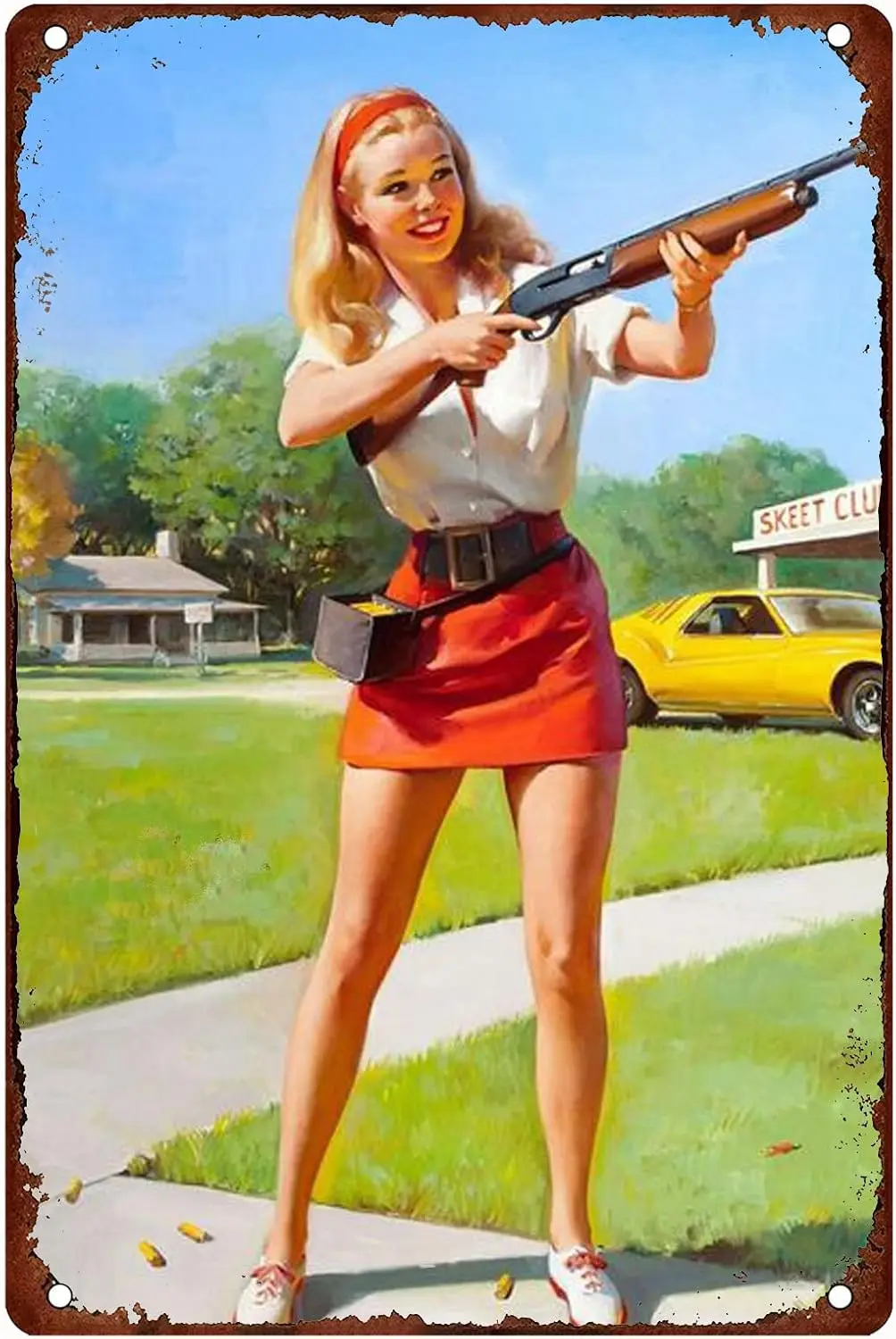 Vintage Sexy Hot Girl Metal Tin Signs Army Pin Up Girl Sign Sexy Lady Military Wall Decor A Girl With A Shotgun Girls With Guns