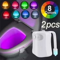 1/2Pack Toilet Night Light 8 Colors Changing LED Automatic PIR Motion Sensor Toilet Night Light Bowl for Bathroom Washing Room