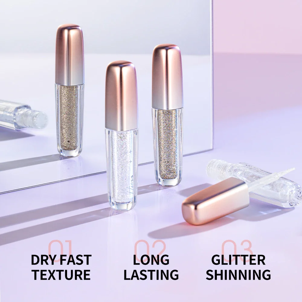 Liquid Glitter Eyeshadow Long Lasting Quick Drying Lightweight Water Texture No Fall-out High-Impact Eye Looks