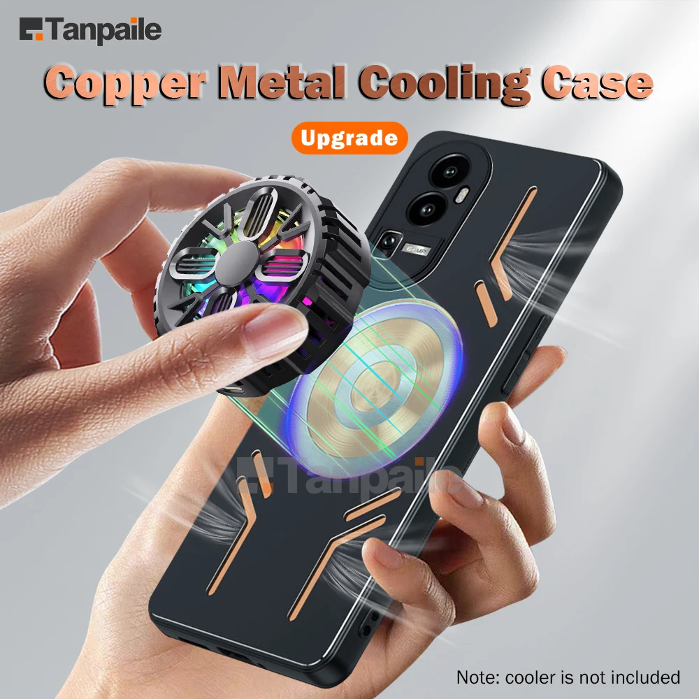 Tanpaile- Copper Cooling Case For OPPO Reno10 Pro+ Reno 11 9 8 7 Case Shockproof Metal Heat Dissipation Cover